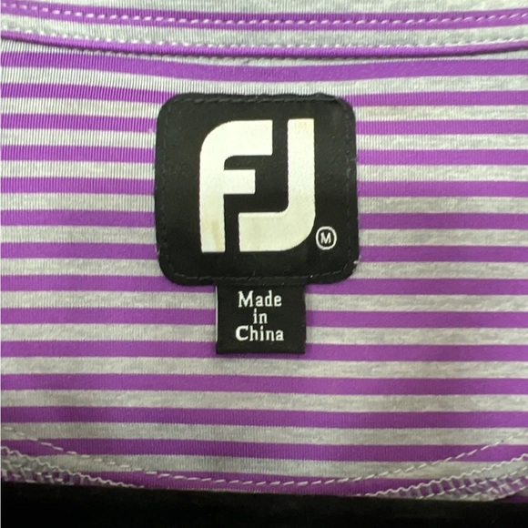 FootJoy FJ Men's SZ L Golf Polo Shirt Collared Purple Grey Stripe 1912 Logo - Picture 4 of 8